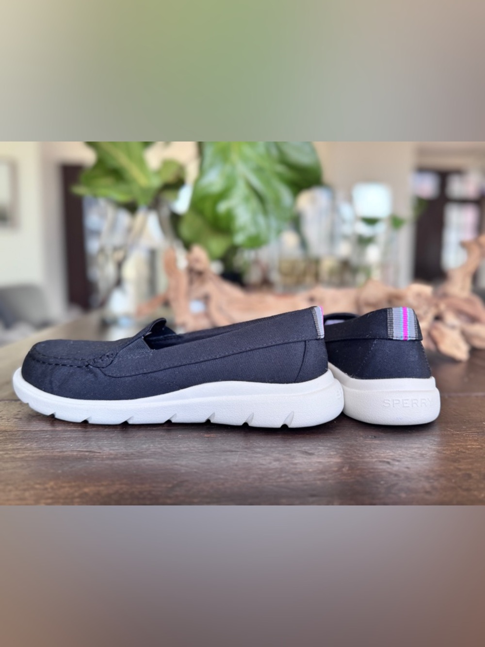 Sperry Navy Slip-On Loafer with White Sole